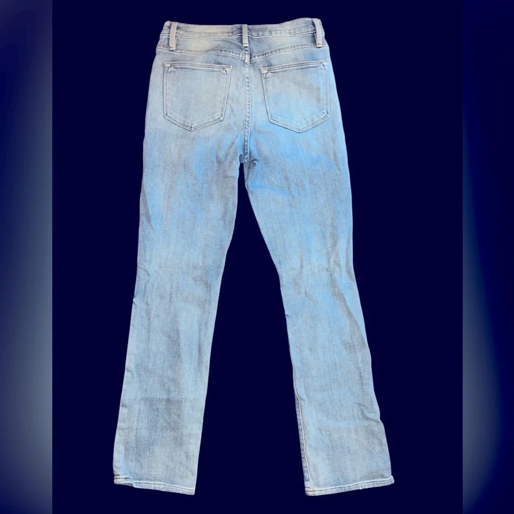 Frame Le High Straight Jeffrey Jean distressed ripped light wash size 25 preppy